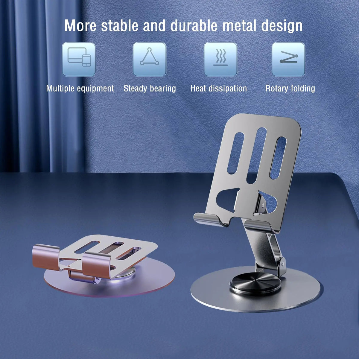 360° Swivel Metal Desk Tabletop Phone Holder, Foldable Adjustable Phone Holder, Phone Accessories for Home Office, Phone Holder Design, Adjustable Phone Stand