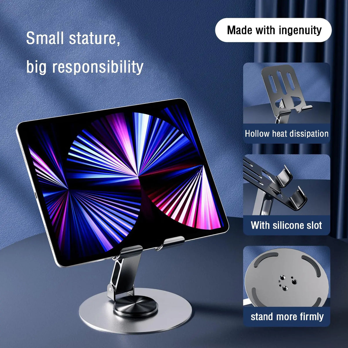 360° Swivel Metal Desk Tabletop Phone Holder, Foldable Adjustable Phone Holder, Phone Accessories for Home Office, Phone Holder Design, Adjustable Phone Stand