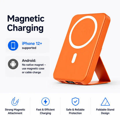 10000Mah Magnetic Power Bank Wireless Portable Charger with USB-C Cable LED Display Foldable Battery Pack for Iphone18/17/ 16/15/14/13/12/Pro/Pro Max Series 