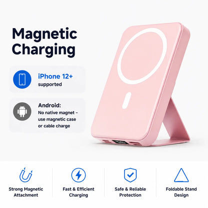 10000Mah Magnetic Power Bank Wireless Portable Charger with USB-C Cable LED Display Foldable Battery Pack for Iphone18/17/ 16/15/14/13/12/Pro/Pro Max Series 