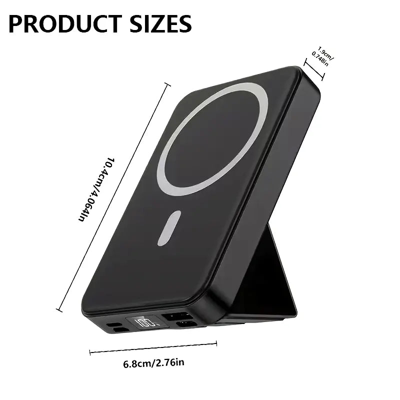10000Mah Magnetic Power Bank Wireless Portable Charger with USB-C Cable LED Display Foldable Battery Pack for Iphone18/17/ 16/15/14/13/12/Pro/Pro Max Series 