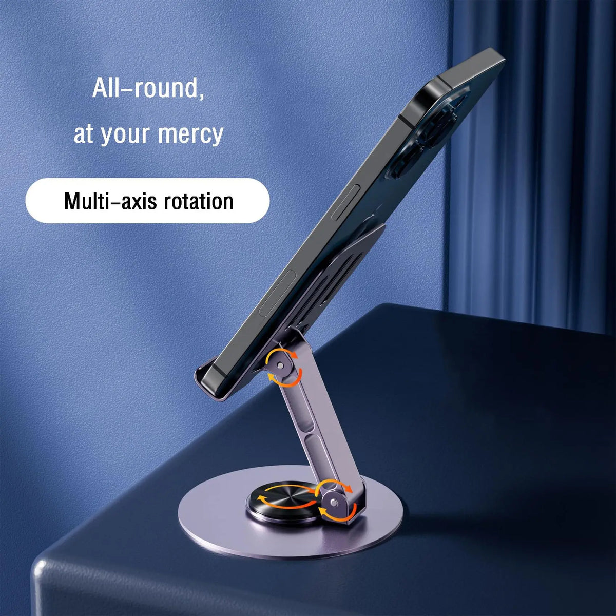 360° Swivel Metal Desk Tabletop Phone Holder, Foldable Adjustable Phone Holder, Phone Accessories for Home Office, Phone Holder Design, Adjustable Phone Stand