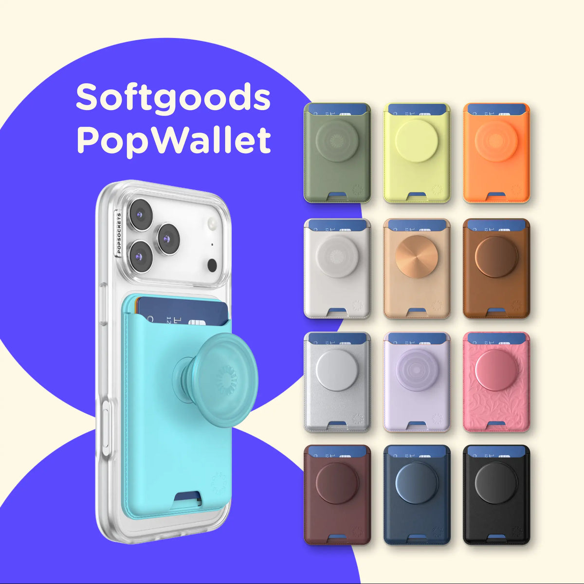 Popsockets Softgoods Popwallet+ for Magsafe - Magnetic Cellphone Smartphone Wallet, Phone Holder, Mount, Mobile Phone Accessories, Durable
