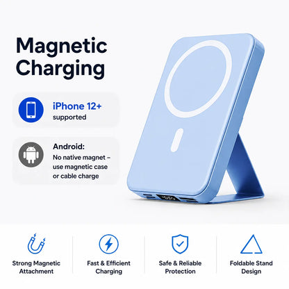 10000Mah Magnetic Power Bank Wireless Portable Charger with USB-C Cable LED Display Foldable Battery Pack for Iphone18/17/ 16/15/14/13/12/Pro/Pro Max Series 