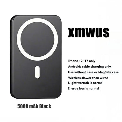 (Bestseller!) 5000Mah Magnetic Mobile Power Bank, Wireless Portable Charger with Magsafe Compatibility for Iphone 12-18 Series Cases, Fast Charging Travel Battery Pack for Smartphones