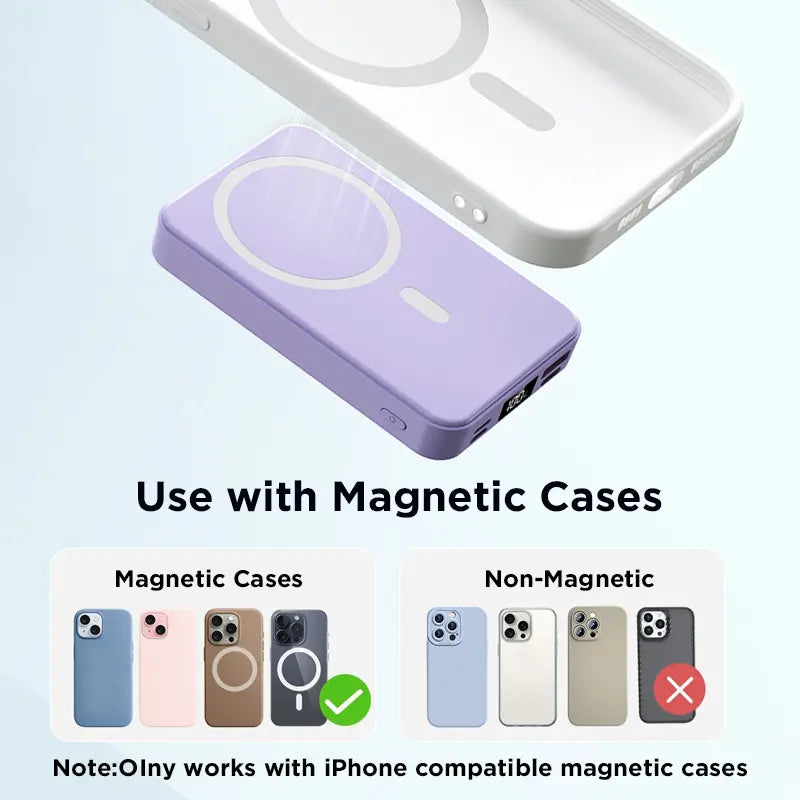 10000Mah Magnetic Power Bank Wireless Portable Charger with USB-C Cable LED Display Foldable Battery Pack for Iphone18/17/ 16/15/14/13/12/Pro/Pro Max Series 