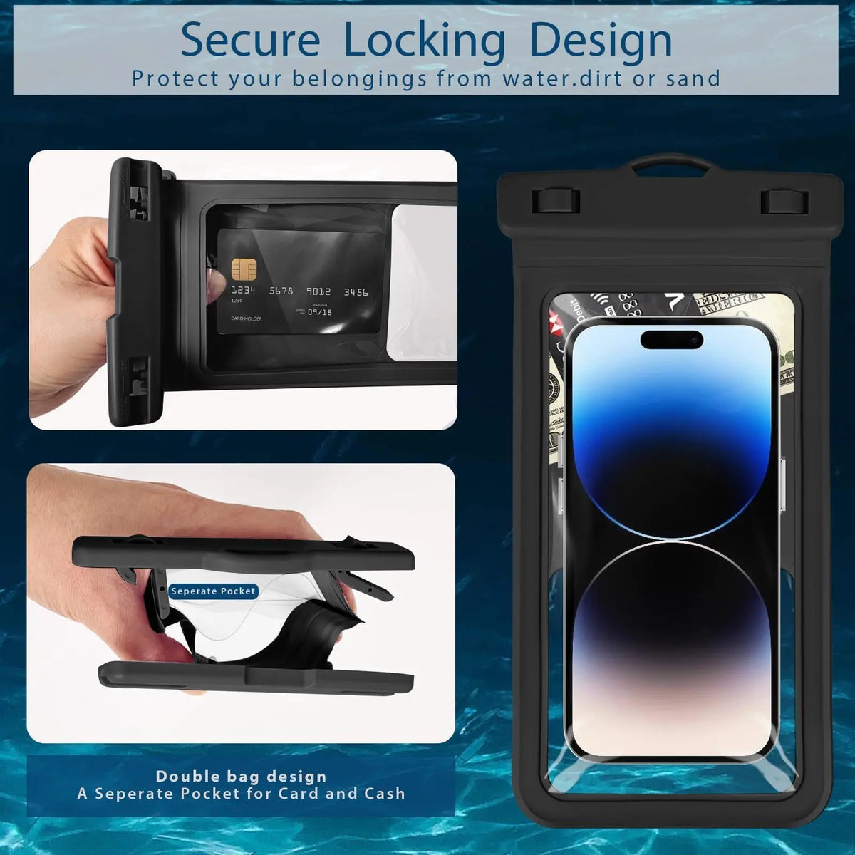 Waterproof Phone Bag, 1 Piece; Universal Large-Capacity Transparent Phone Case with Lanyard; Swimming Phone Bag; Phone Accessories for Swimming, Beach, Pool; Phone Accessories; Cover; Smartphone