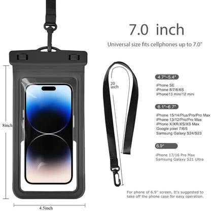 Waterproof Phone Bag, 1 Piece; Universal Large-Capacity Transparent Phone Case with Lanyard; Swimming Phone Bag; Phone Accessories for Swimming, Beach, Pool; Phone Accessories; Cover; Smartphone