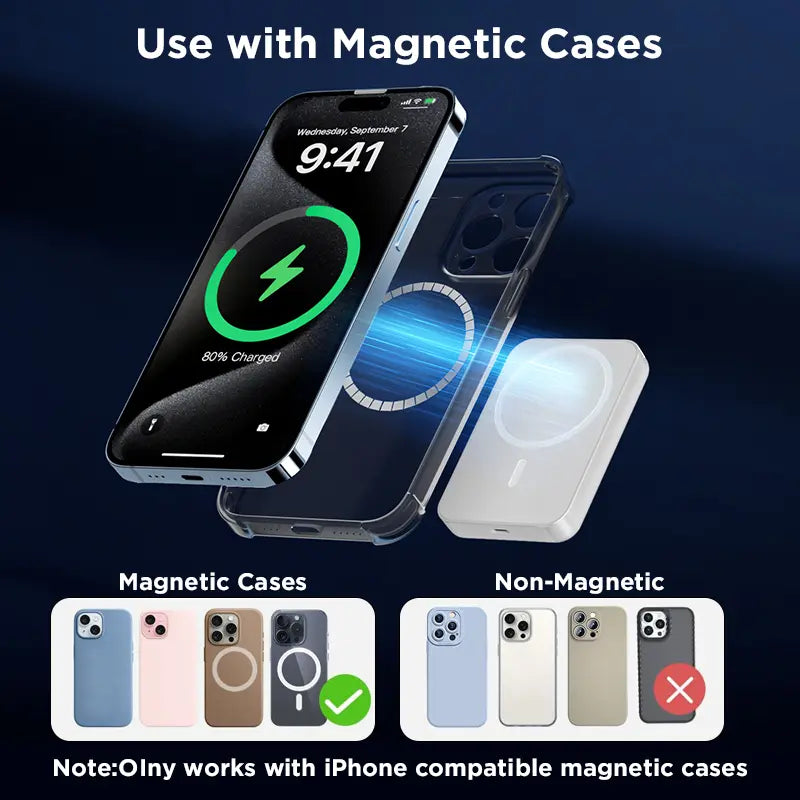 (Bestseller!) 5000Mah Magnetic Mobile Power Bank, Wireless Portable Charger with Magsafe Compatibility for Iphone 12-18 Series Cases, Fast Charging Travel Battery Pack for Smartphones