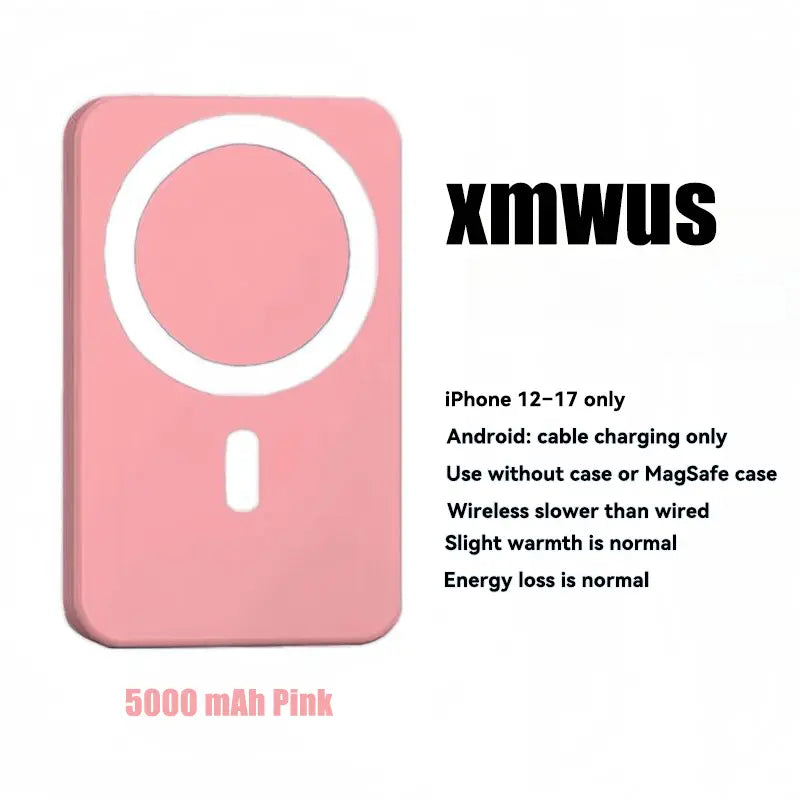 (Bestseller!) 5000Mah Magnetic Mobile Power Bank, Wireless Portable Charger with Magsafe Compatibility for Iphone 12-18 Series Cases, Fast Charging Travel Battery Pack for Smartphones